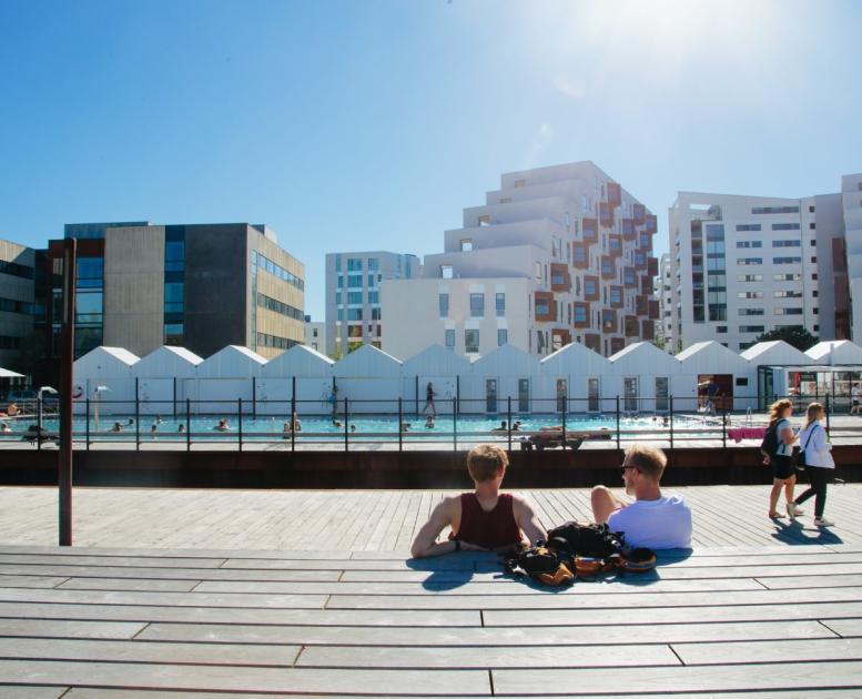 Venner der nyder sommeren ved Odense Havnebad